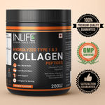 Buy INLIFE Hydrolyzed Collagen Peptides Powder Supplements Type 1 and 3, Biotin, Vitamin C, Hyaluronic Acid, Glucosamine, Skin Health for Men & Women - 200g (Orange Flavour) - Purplle