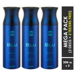 Buy Ajmal Blu Deodorant Spray For Men 200ml each (Pack of 3, 600ml) + 3 Parfum Testers Free - Purplle