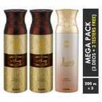 Buy Ajmal Wisal Dahab & Wisal Dahab & Wisal Deodorant Spray For Men & Women 200ml each (Pack of 3, 600ml) + 3 Parfum Testers Free - Purplle
