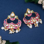 Buy Queen Be Royalty Pink Enamel & Kundan Chandbali - Purplle