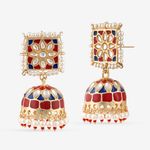 Buy Queen Be Square Top Jhumki, Red & Blue Enamel - Purplle