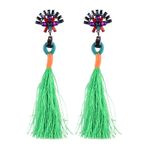 Buy Femnmas Neon Green Thread Long Tassel Party Earrings - Purplle