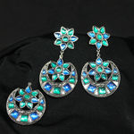 Buy Ferosh Aakriti Floral Green-Blue Rhinestone Earrings - Purplle