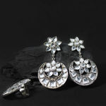 Buy Ferosh Aakriti Floral Silver Rhinestone Earrings - Purplle