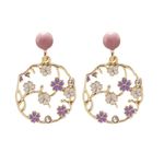 Buy Ferosh Aneira Lilac White Floral Circular Golden Earrings - Purplle