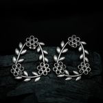 Buy Ferosh Aaryahi Silver Oxidized Black Stone Floral Tiara Earrings - Purplle
