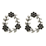Buy Ferosh Aaryahi Silver Oxidized Black Stone Floral Tiara Earrings - Purplle
