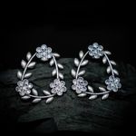 Buy Ferosh Aaryahi Silver Oxidized Stone Floral Tiara Earrings - Purplle