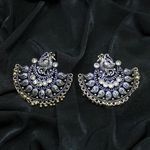 Buy Ferosh Bhavya Dual Tone Oxidized Mor Statement Earrings - Purplle
