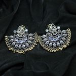 Buy Ferosh Bhavya Dual Tone Blue Oxidized Mor Statement Earrings - Purplle