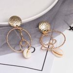 Buy Ferosh Eliazar Circle-in-Circle Golden Shell Drop Earrings - Purplle