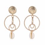Buy Ferosh Eliazar Circle-in-Circle Golden Shell Drop Earrings - Purplle