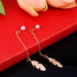 Buy Ferosh Efrain Golden Feather Drop Earrings - Purplle