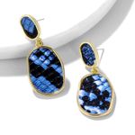 Buy Ferosh Fahari Deep Blue-Black Printed Drop Earrings - Purplle