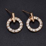 Buy Ferosh Grazina Golden Rhinestone Circular Drop Earrings - Purplle