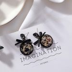 Buy Ferosh Iniya Party Black Sparkly Bow Stud Earrings - Purplle