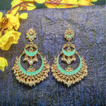 Buy Ferosh Idika Turquoise Golden Pearl Chandbali Earrings - Purplle