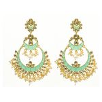 Buy Ferosh Idika Turquoise Golden Pearl Chandbali Earrings - Purplle