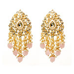 Buy Ferosh Ikshita Golden Stonework Pastel Pink Pearl Statement Earrings - Purplle