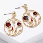 Buy Ferosh Lavna Floral Red Golden Drop Earrings - Purplle