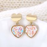 Buy Ferosh Lyla Pink Sparkling Heart Golden Drop Earrings - Purplle