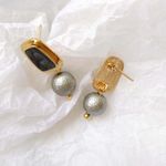 Buy Ferosh Ozias Charismatic Grey Pearl Golden Earrings - Purplle