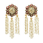 Buy Ferosh Panini Floral Maroon Stonework Pearl String Earrings - Purplle