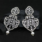 Buy Ferosh Sahana Silver Stonework Pearl Drop Earrings - Purplle