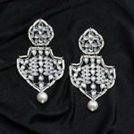 Buy Ferosh Sahana Silver Stonework Pearl Drop Earrings - Purplle