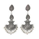 Buy Ferosh Viksya Designer Fan-Shaped Silver Oxidized Earrings - Purplle