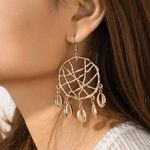 Buy Ferosh Zandra Dream Catcher Shell Golden Drop Earrings - Purplle