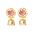 Buy Ferosh Aadhrit Blush Golden Pink Pearl Jhumki Earrings - Purplle