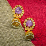 Buy Ferosh Aadhrit Blush Golden Pink Pearl Jhumki Earrings - Purplle