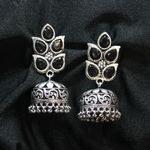 Buy Ferosh Adaira Floral Black Silver Oxidized Jhumkis - Purplle