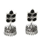 Buy Ferosh Adaira Floral Black Silver Oxidized Jhumkis - Purplle