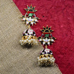 Buy Ferosh Aaruthira Golden Black Meenakari Pearl Jhumkas - Purplle