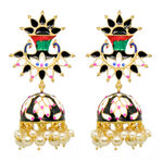 Buy Ferosh Aaruthira Golden Black Meenakari Pearl Jhumkas - Purplle