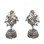 Buy Ferosh Eshika Silver Look-Alike Stones Jhumka Earrings - Purplle