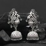 Buy Ferosh Eshika Silver Look-Alike White Stones Jhumka Earrings - Purplle