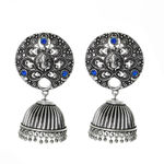 Buy Ferosh Hail Ganesha Silver Oxidized Jhumki Earrings - Purplle