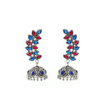 Buy Ferosh Kayra Pink-Blue Silver Oxidized Jhumki Earrings - Purplle