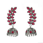 Buy Ferosh Kayra Ruby Pink Silver Oxidized Jhumki Earrings - Purplle