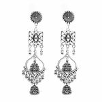 Buy Ferosh Mahika Artistic Duo-Layered Silver Oxidized Jhumkas - Purplle