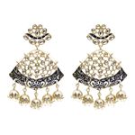 Buy Ferosh Shravya Blue Golden Stonework Multi-Jhumki Earrings - Purplle