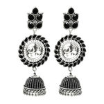 Buy Ferosh Shipra Black Stone Silver Oxidized Drop Jhumki Earrings - Purplle