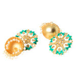 Buy Ferosh Suhanisa Floral Golden-Green Pearl Jhumki Earrings - Purplle