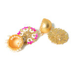 Buy Ferosh Suhanisa Floral Golden-Pink Pearl Jhumki Earrings - Purplle