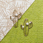 Buy Ferosh Flavia Golden Pearl Cacti Stud Earrings - Purplle