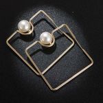 Buy Ferosh Flavia Squared Hoop Pearl Golden Earrings - Purplle