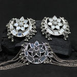 Buy Ferosh Aarna Silver Mirror Earrings-Choker Set - Purplle